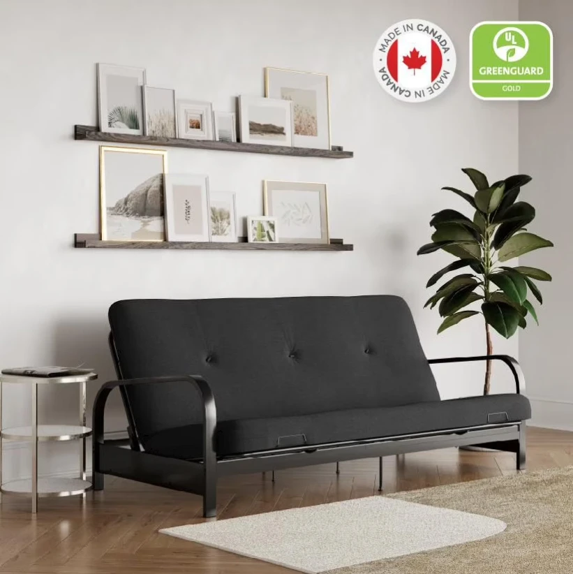 Mainstays Black Metal Arm Futon Frame 6 inch Full Size Mattress