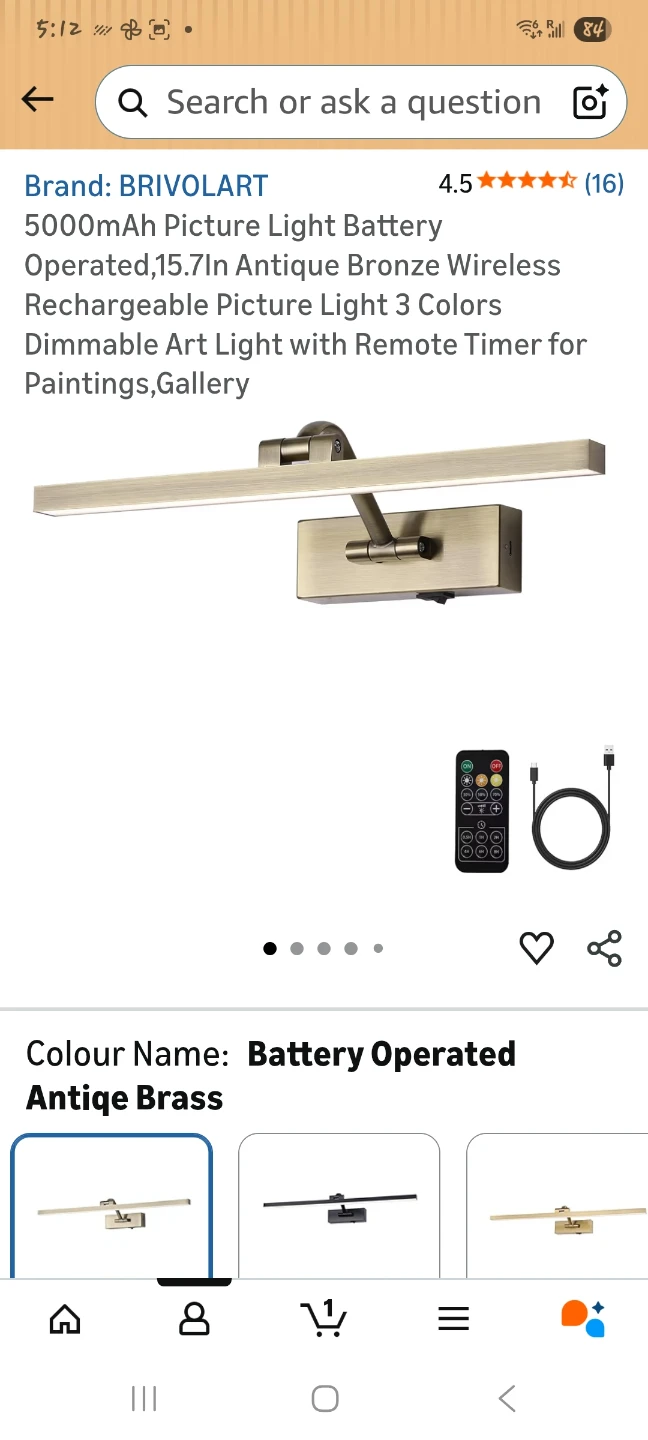 BRIVOLART 5000mAh Picture Light Antique Brass 15.7in