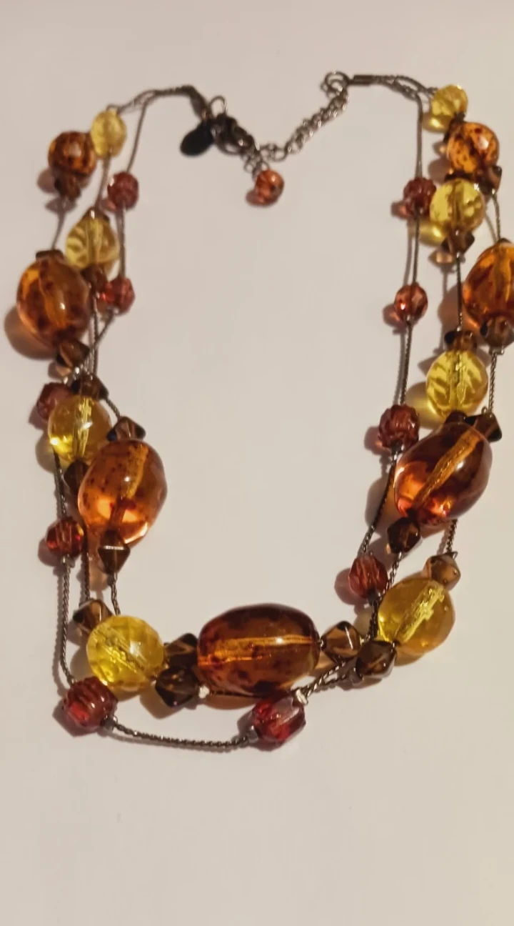 Multi-strand Amber Glass Beaded Necklace