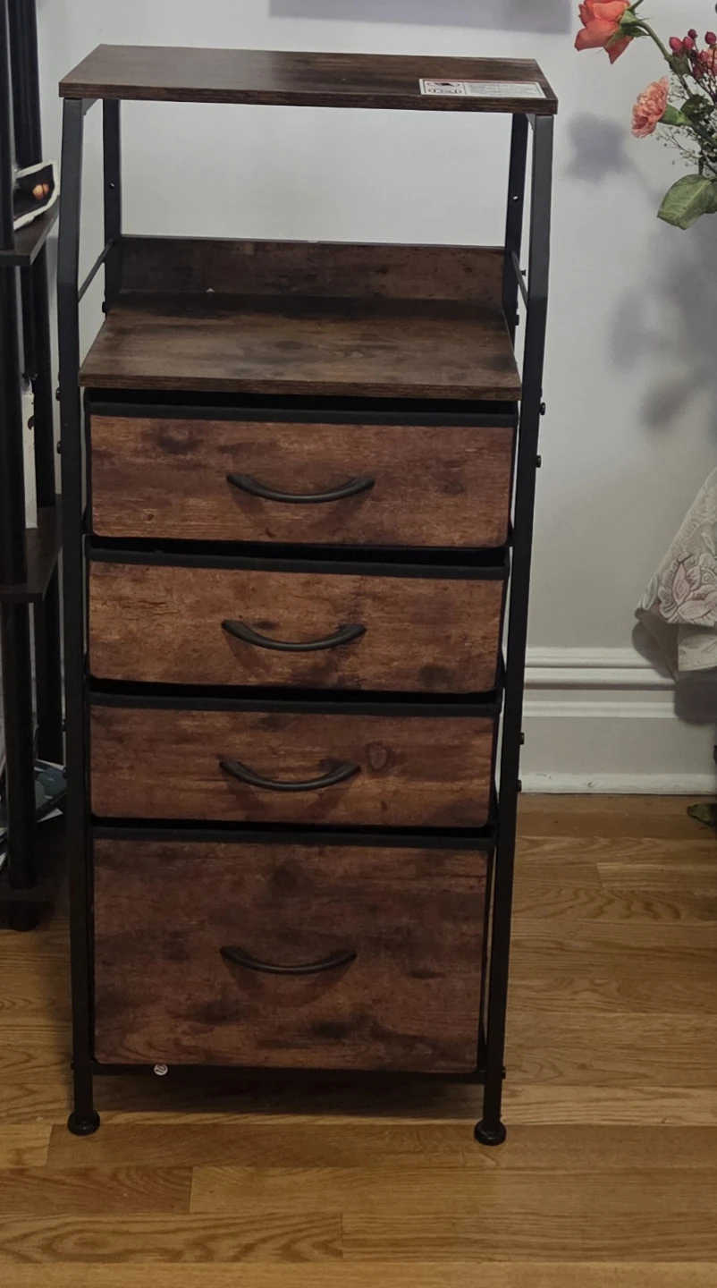 4-Drawer Storage Chest with Wooden Top Shelf