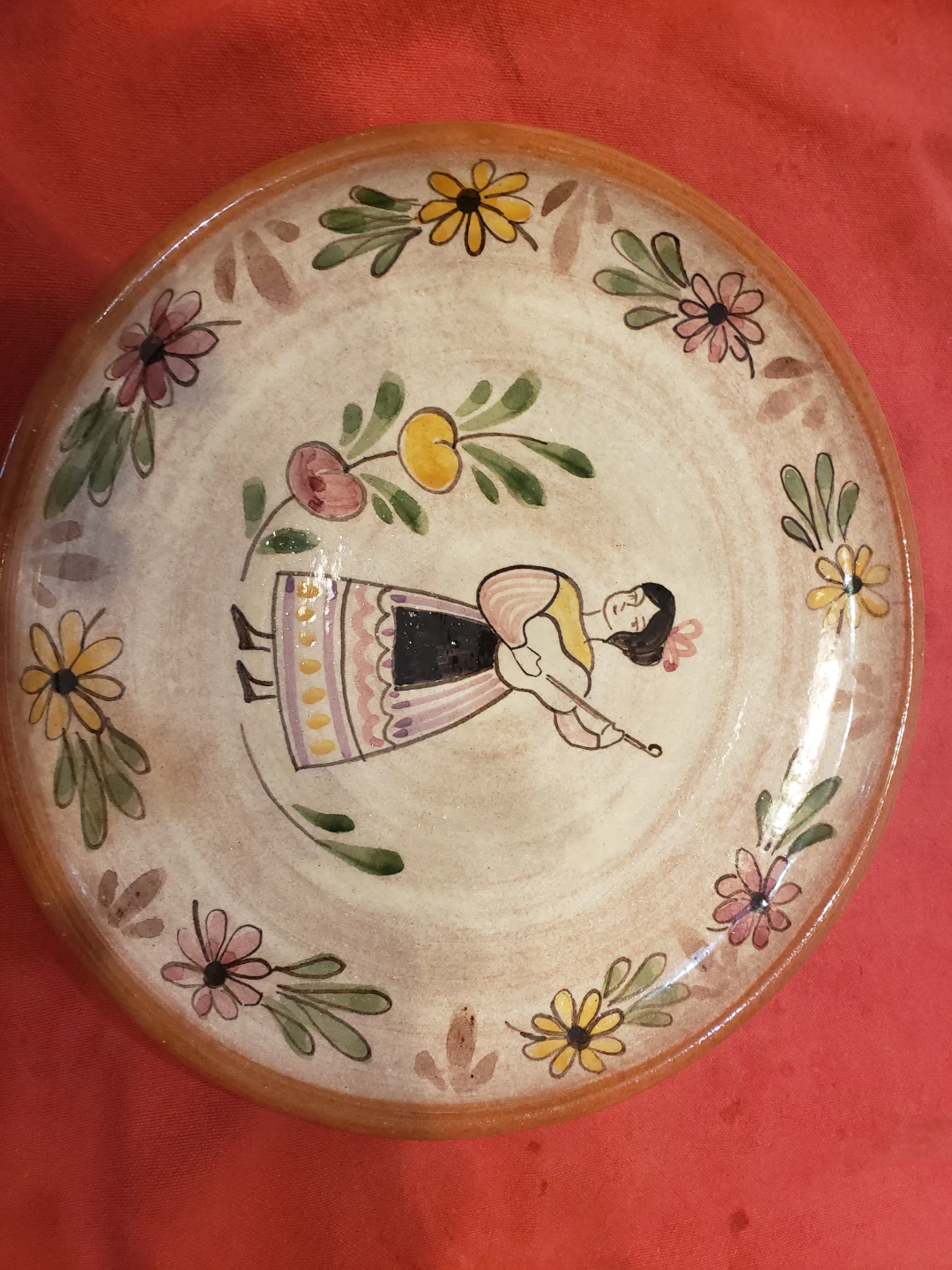 Decorative Plate with Woman and Flowers