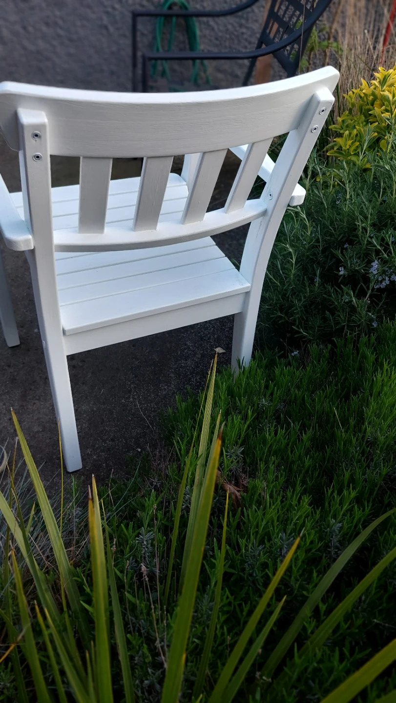 White Outdoor Patio Wood Chair - photo 3