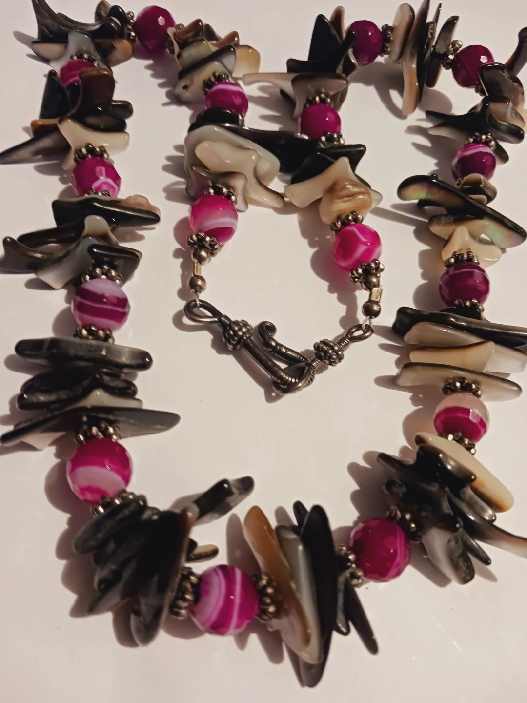 Brazilian Vibrant Pink Agate Stones & Hawaii Heishi Necklace - photo 2