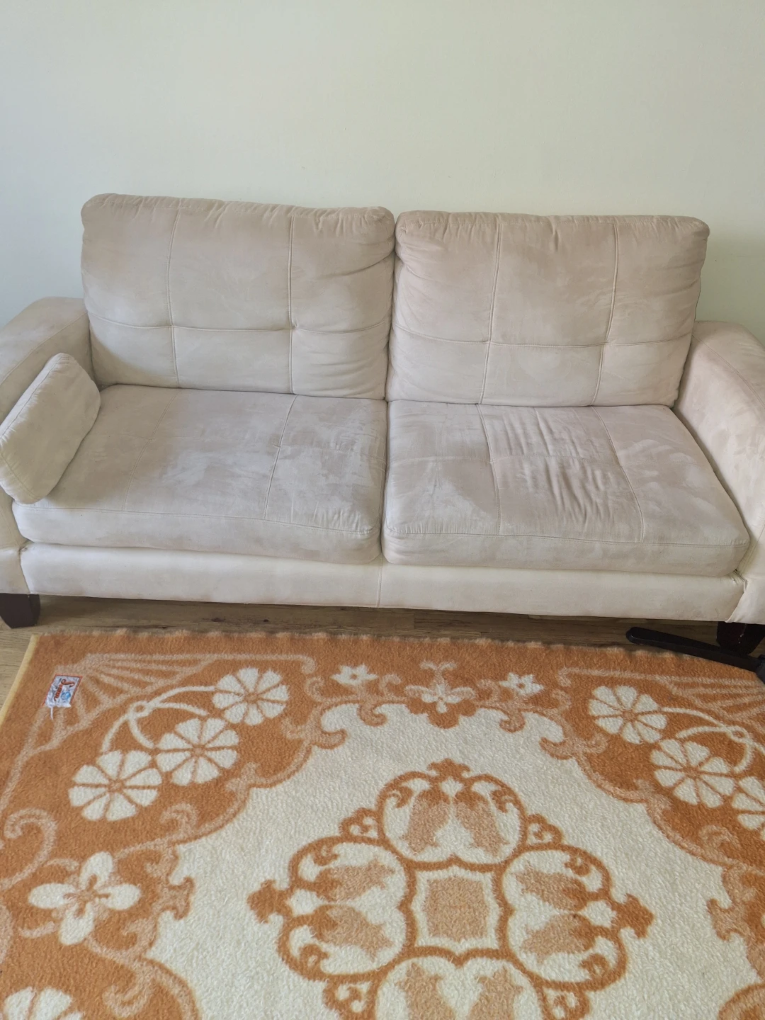 Beige Suede-like Sofa and Matching Ottoman Chair - photo 3