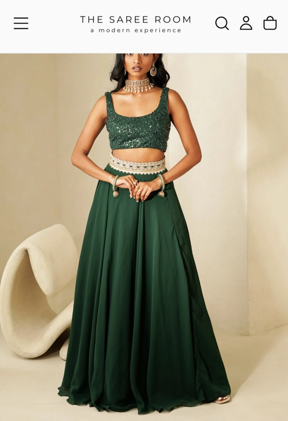The Saree Room Green Embellished Maxi Skirt XS - photo 4