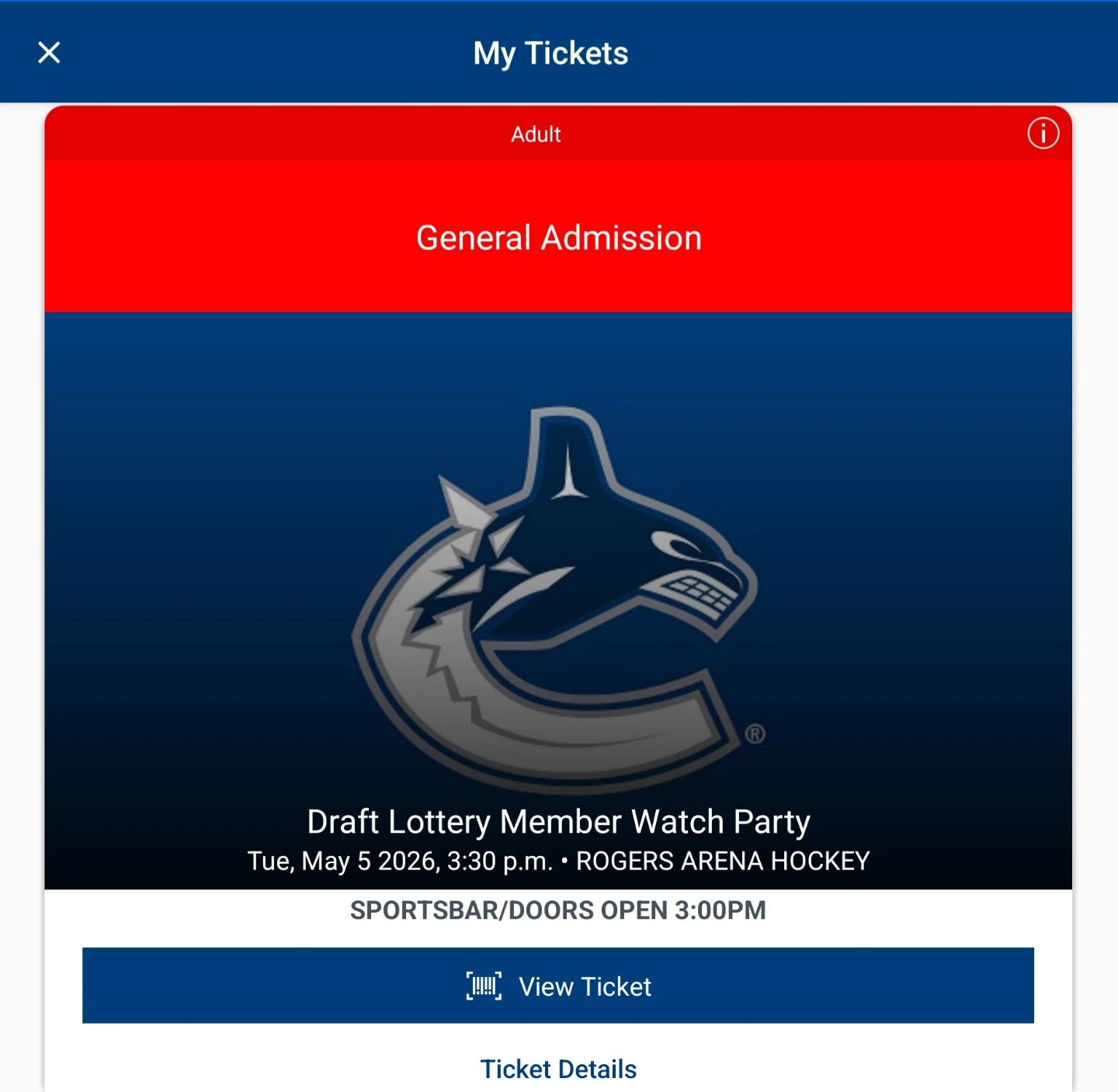 Vancouver Canucks Draft Lottery Member Watch Party Tickets - photo 3