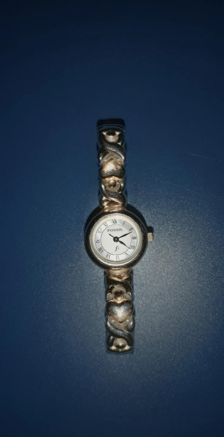 Fossil Women's Silver Tone Watch with Heart Design