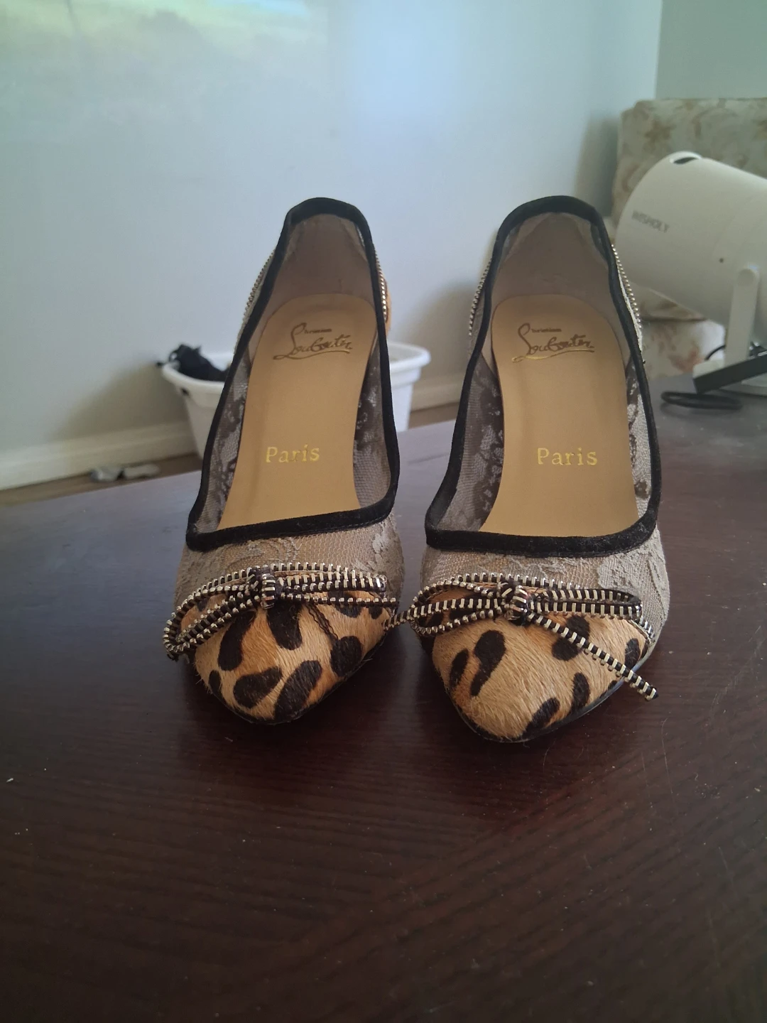 Christian Louboutin Leopard Print Lace Heels Size 37