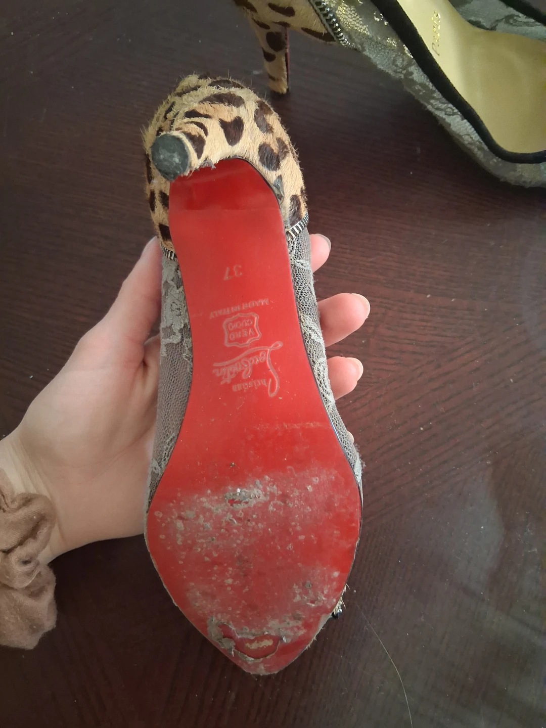 Christian Louboutin Leopard Print Lace Heels Size 37 - photo 3