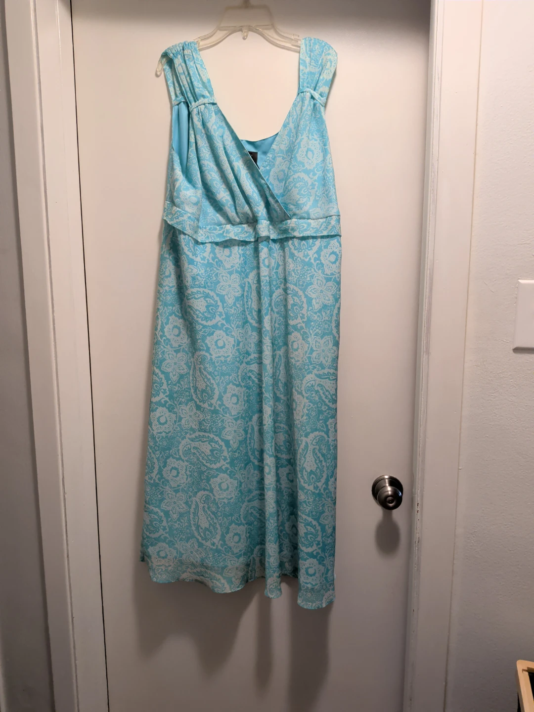 George Women's Teal Paisley Print Sleeveless Dress 1X(16W)