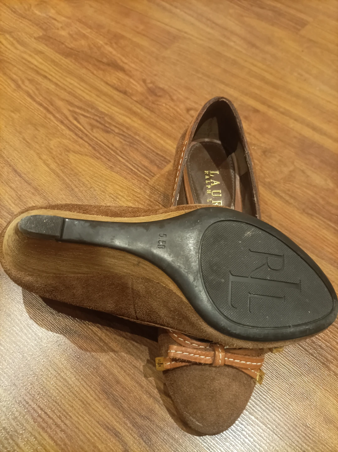 Lauren Ralph Lauren Brown Suede Wedge Heels Size 5.5