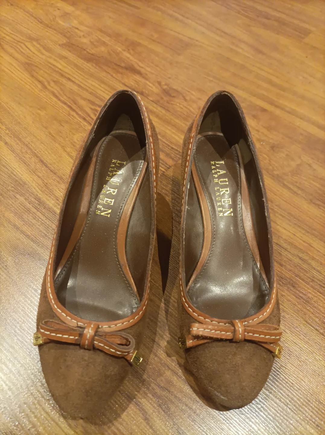 Lauren Ralph Lauren Brown Suede Wedge Heels Size 5.5 - photo 2