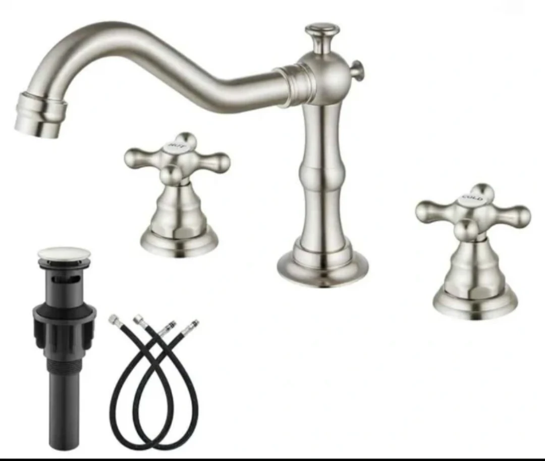 Brushed Nickel Faucet Set with Pop-Up Drain