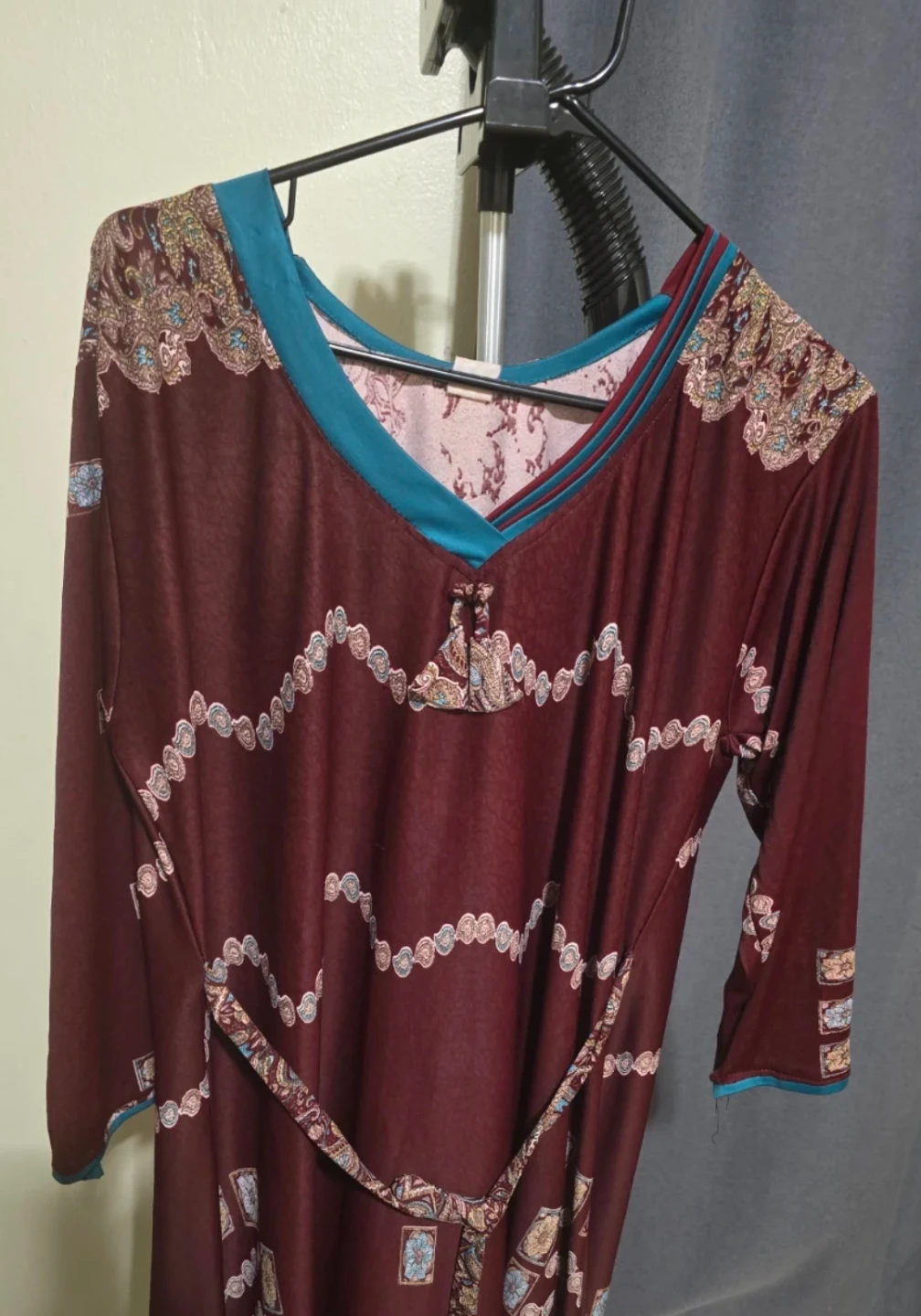 Maroon Maxi Dress with Pattern - photo 2