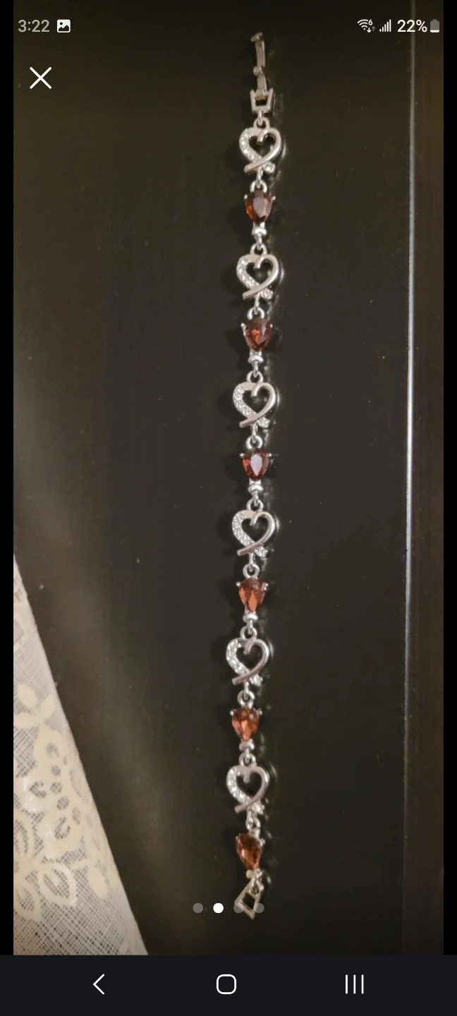 New Heart Link Bracelet with Red Stones - photo 2