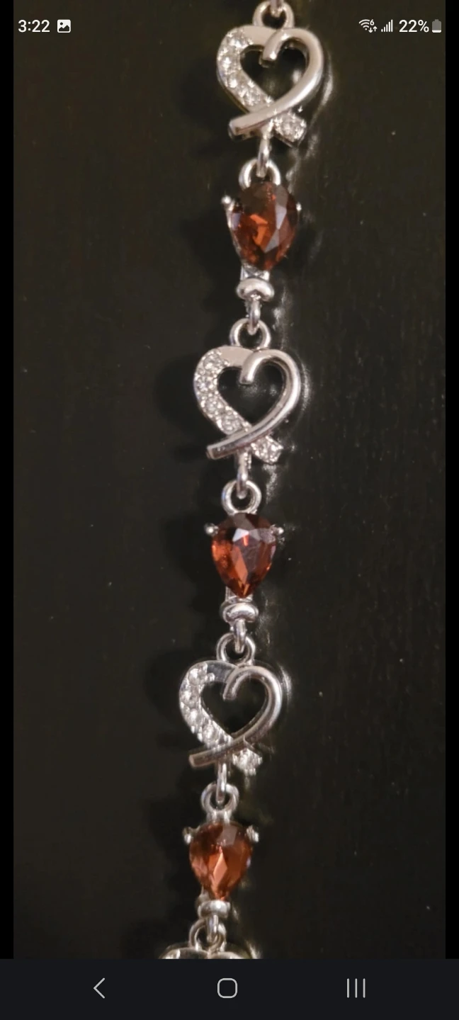 New Heart Link Bracelet with Red Stones - photo 4
