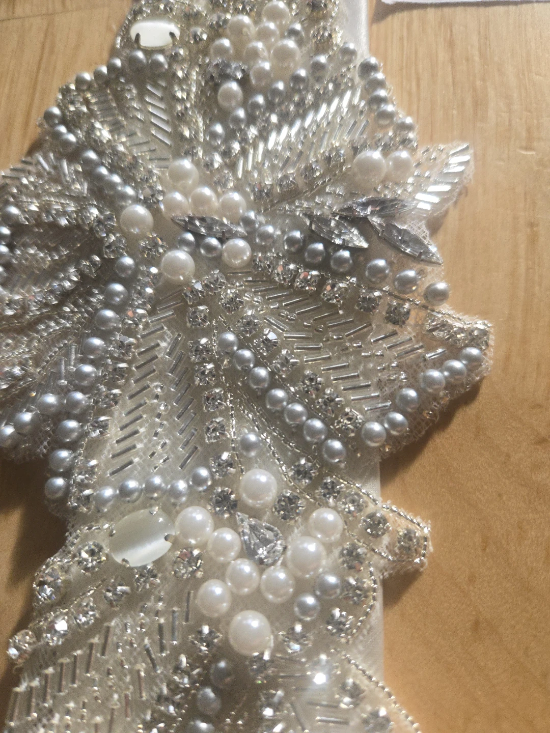 Alabaster Beaded Bridal Sash 43" Long - photo 2