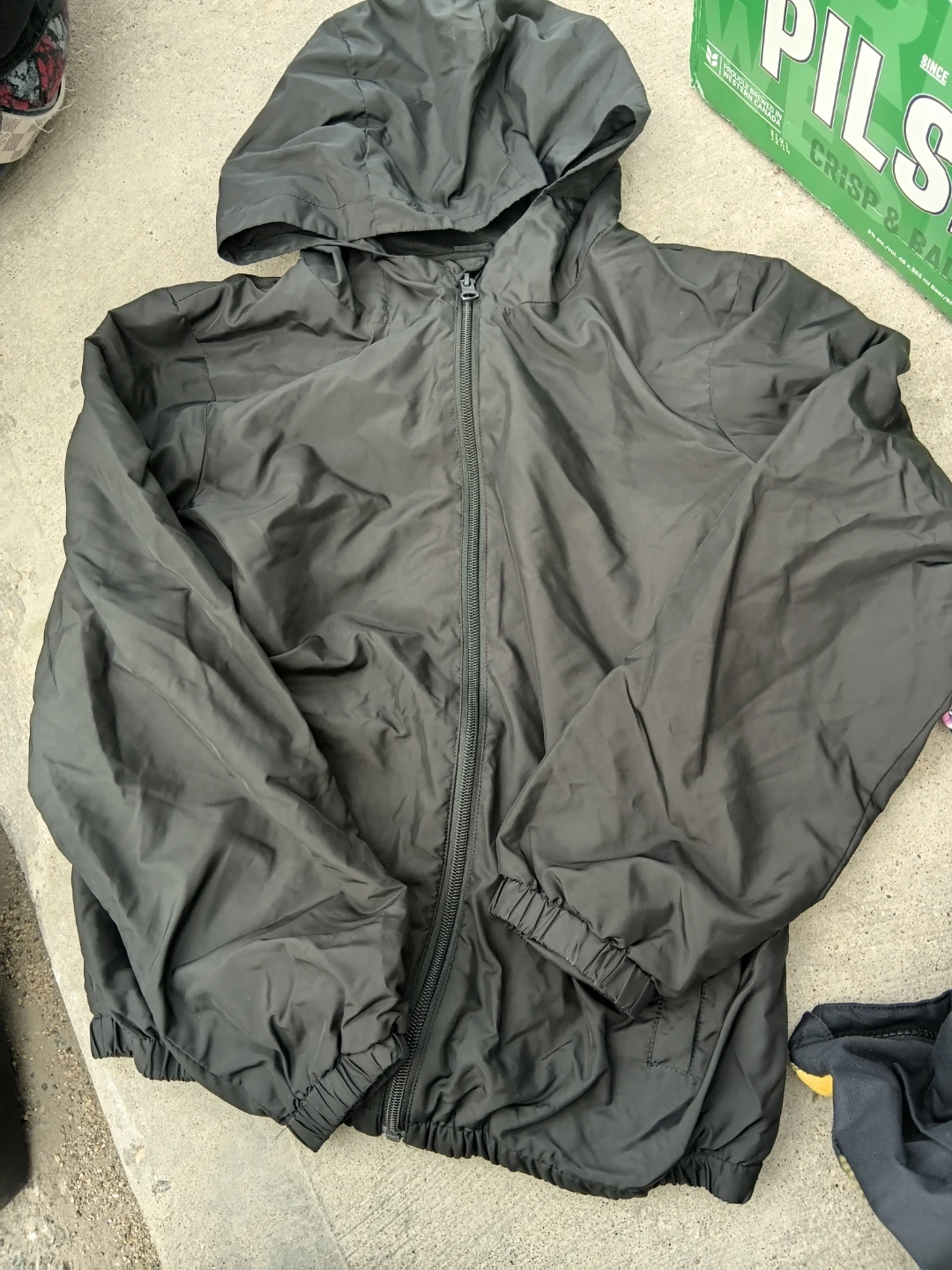 Black Hooded Windbreaker Jacket