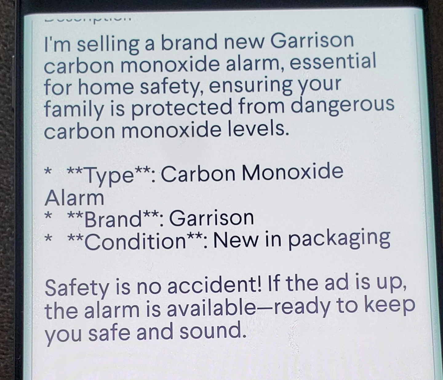 Garrison Carbon Monoxide Alarm Brand New - photo 3