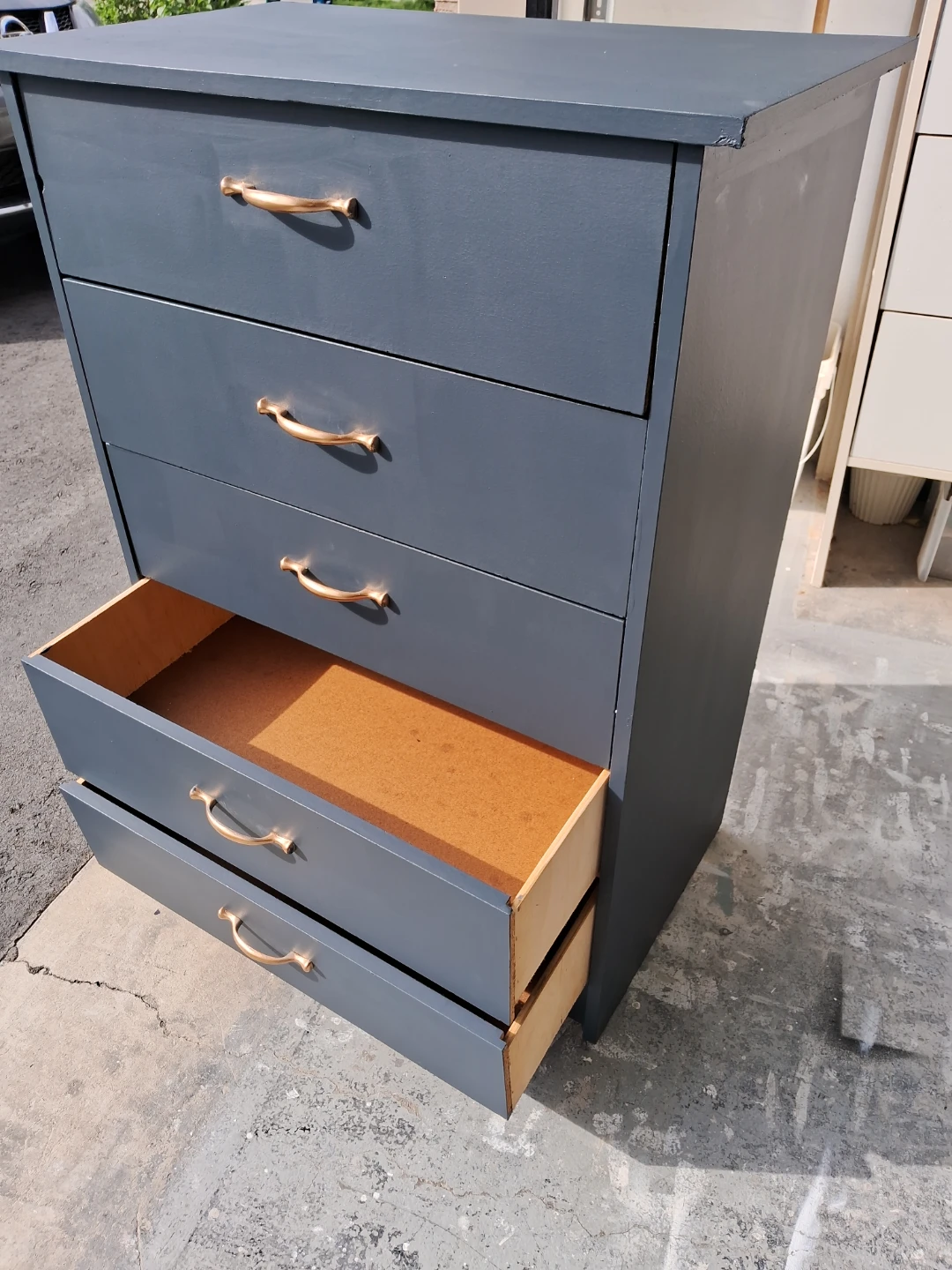 Dark Grey 5-Drawer Dresser with Gold Handles - photo 4