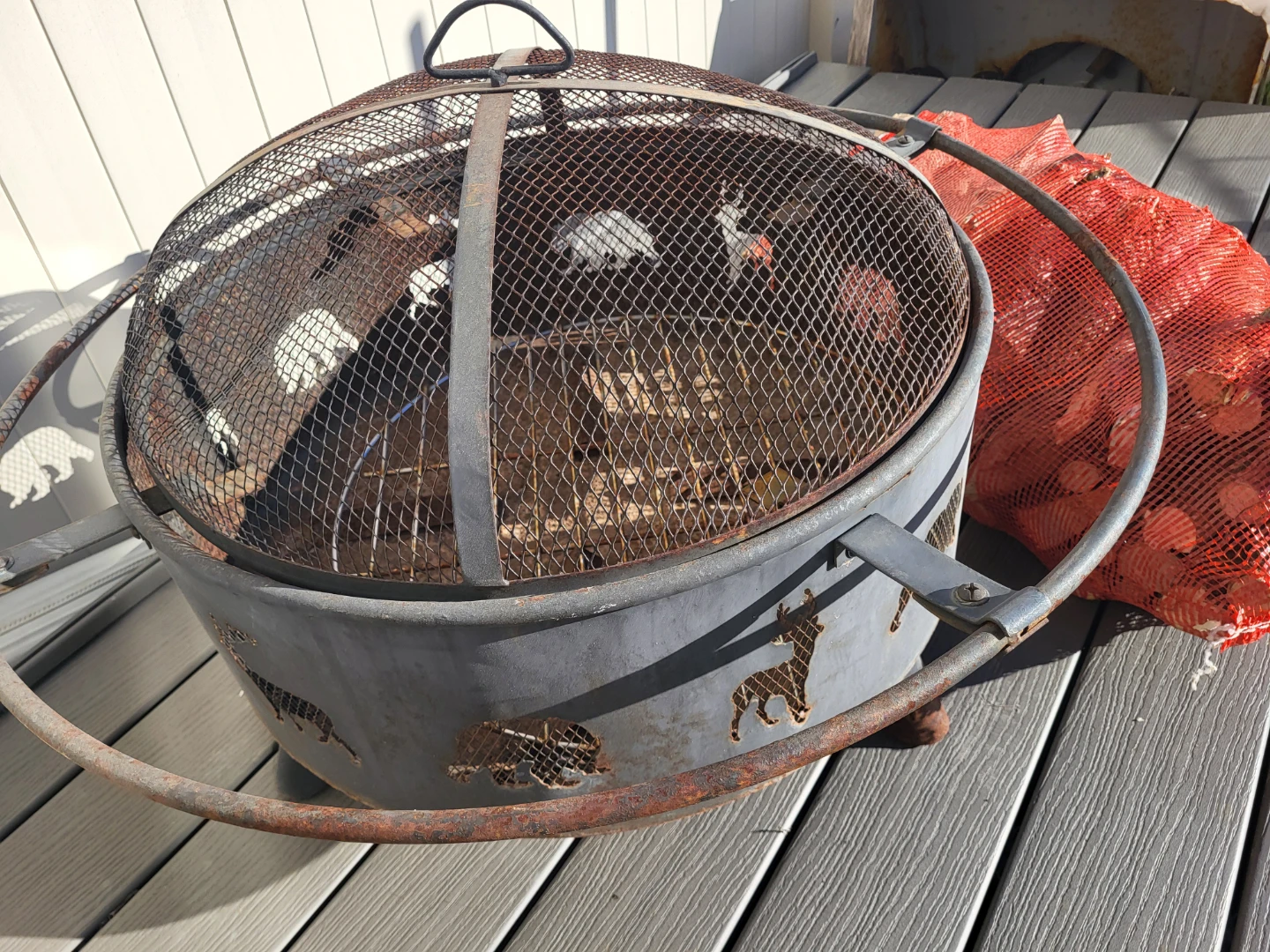 Metal Fire Pit with Bag of Firewood - photo 3