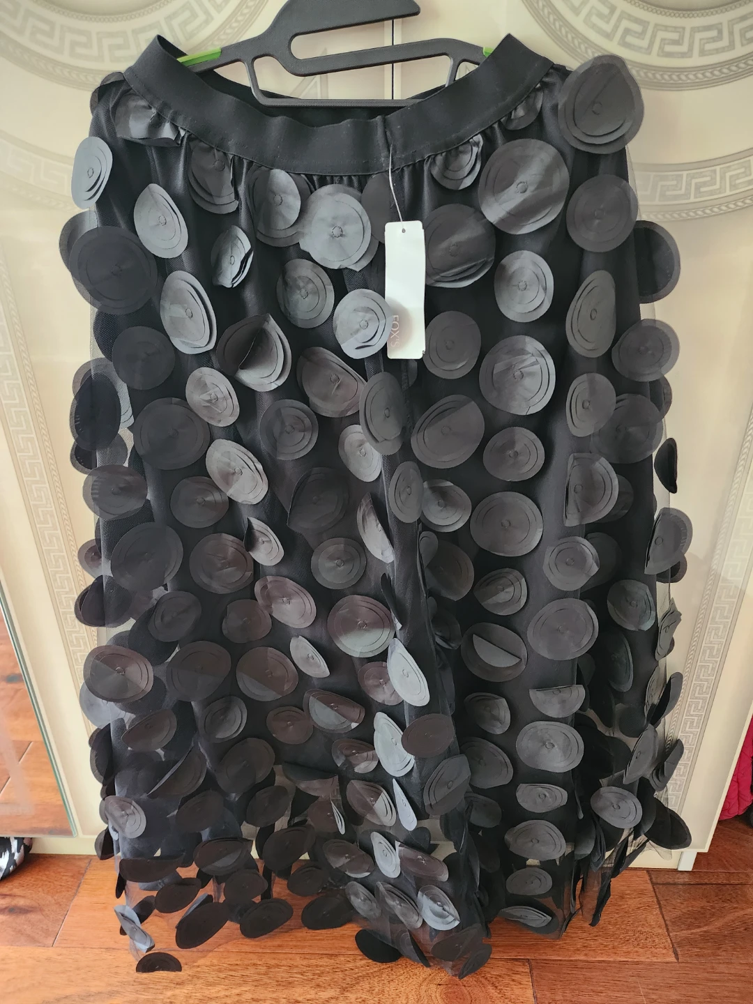 Black embellished midi skirt size S but stretches
