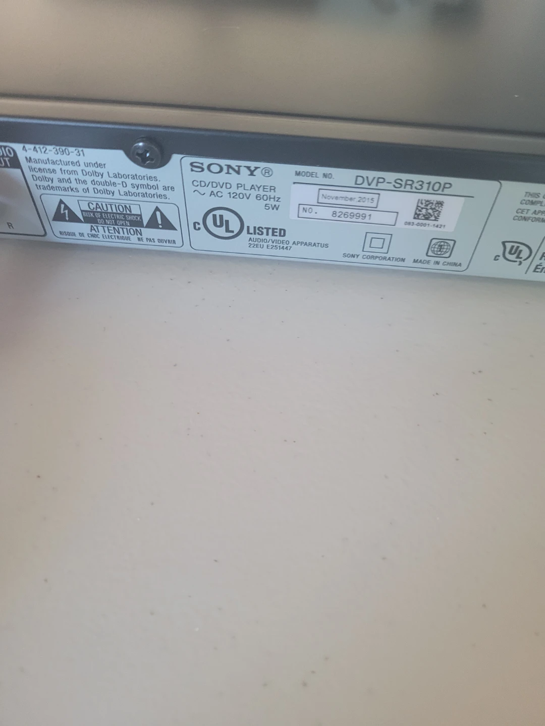 Sony DVP-SR310P CD/DVD Player with Remote - photo 3