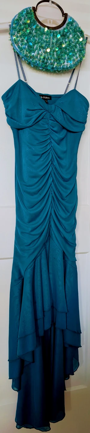 Le Château Teal Ruched Dress with clutch bag - photo 3
