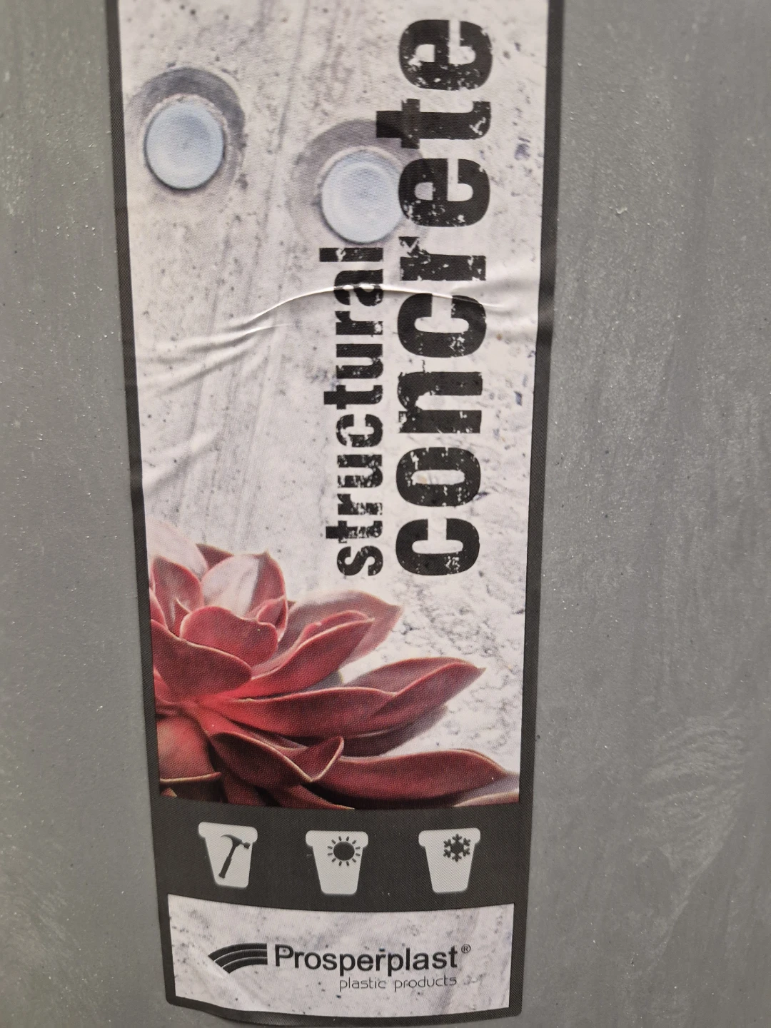 New 22.5" tall Prosperplast Concrete look Planter - photo 5