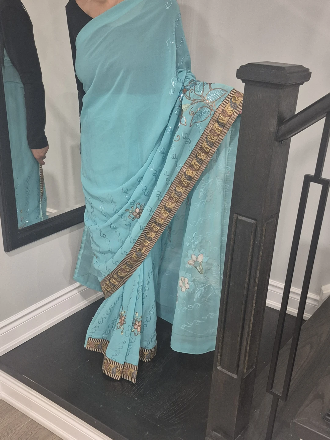 NEW Turquoise Saree with Blouse - photo 2