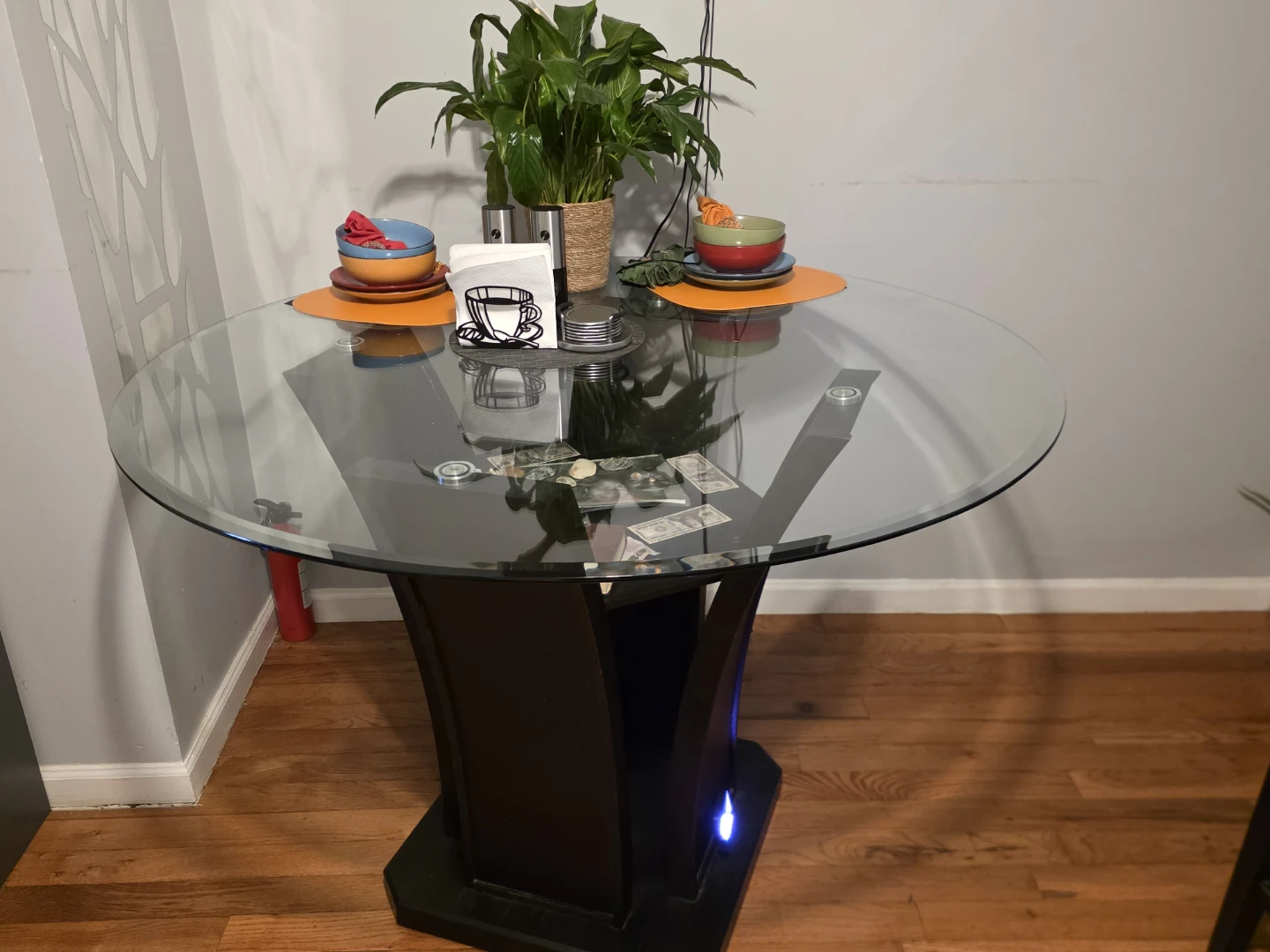 Round Glass Dining Table with Pedestal Base