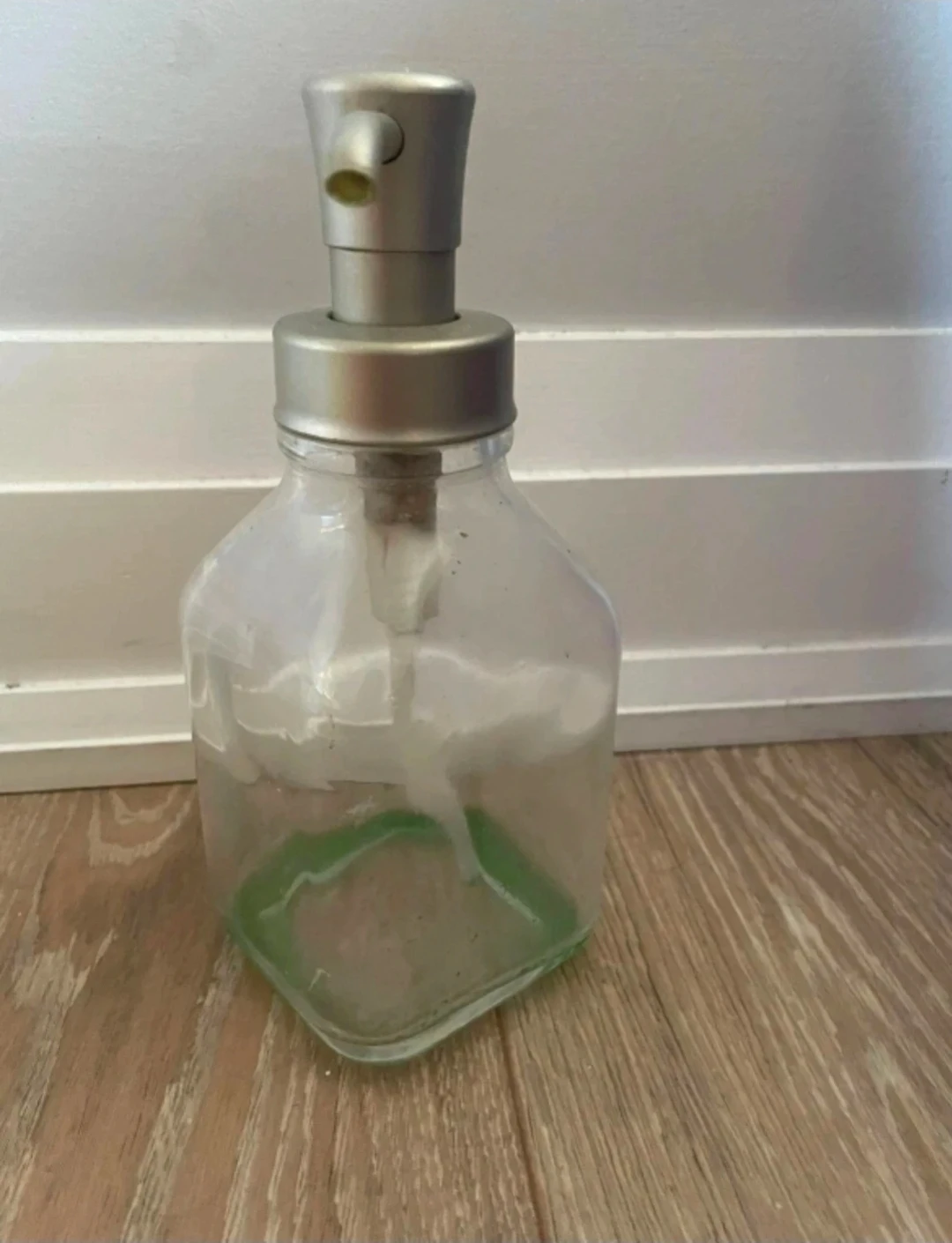 Glass Soap Dispenser with Silver Pump