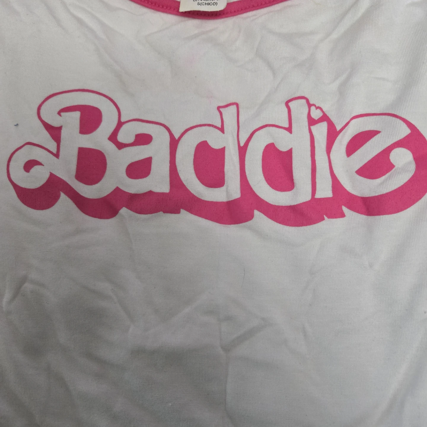 TeenBelli "Baddie" Graphic T-Shirt - White/Pink - Size S - photo 2