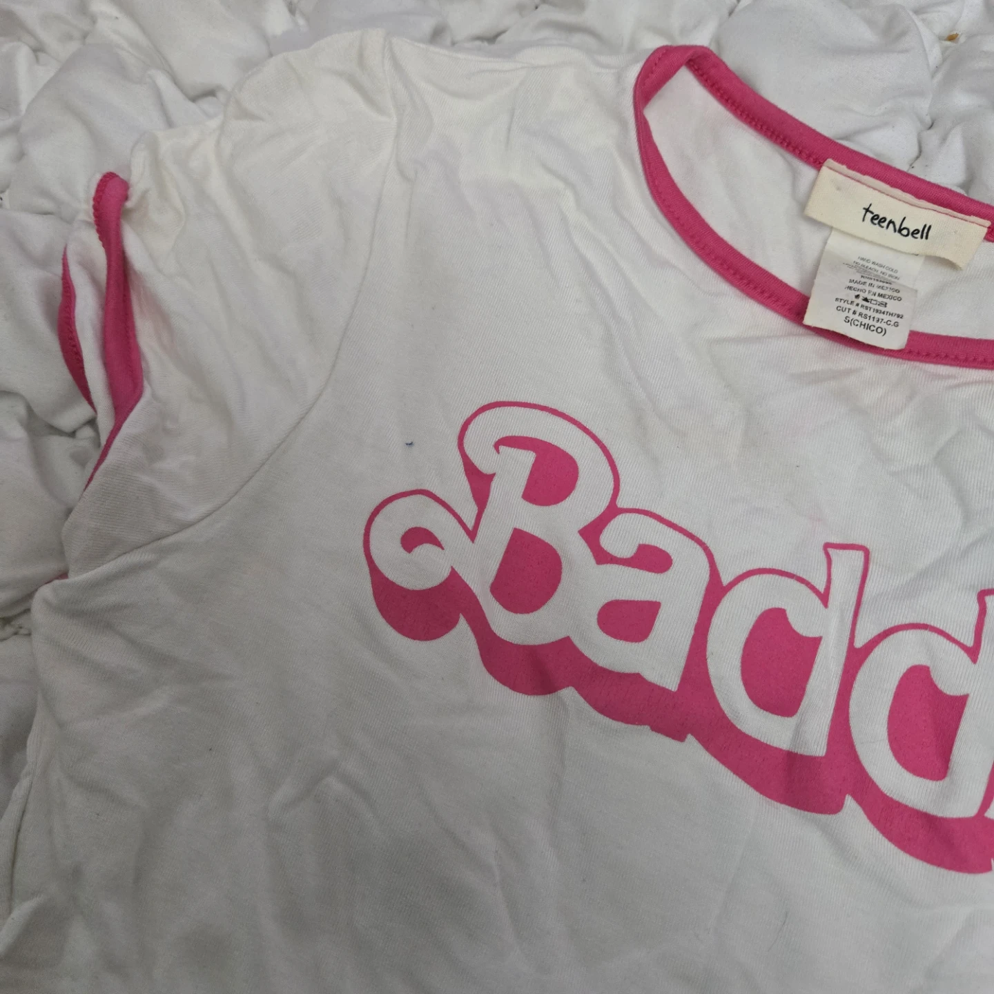 TeenBelli "Baddie" Graphic T-Shirt - White/Pink - Size S - photo 3