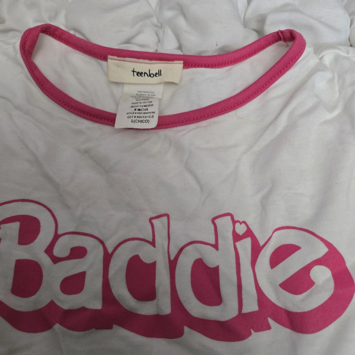 TeenBelli "Baddie" Graphic T-Shirt - White/Pink - Size S - photo 4