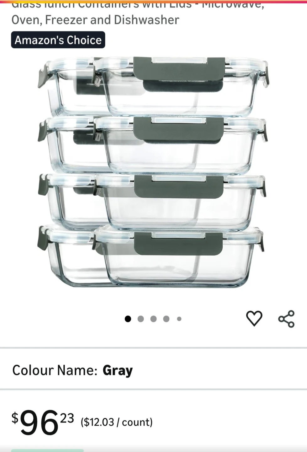 M MCIRCO 8-Pack Glass Food Storage Containers with Lids - photo 3