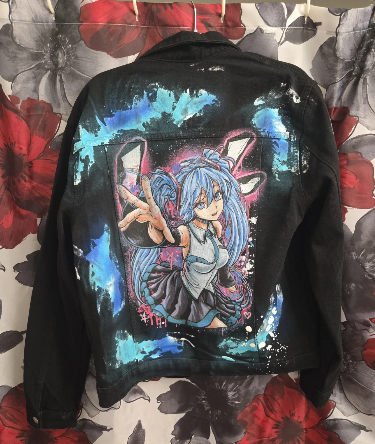 Hatsune miku Anime unisex blk jean jacket SmL.