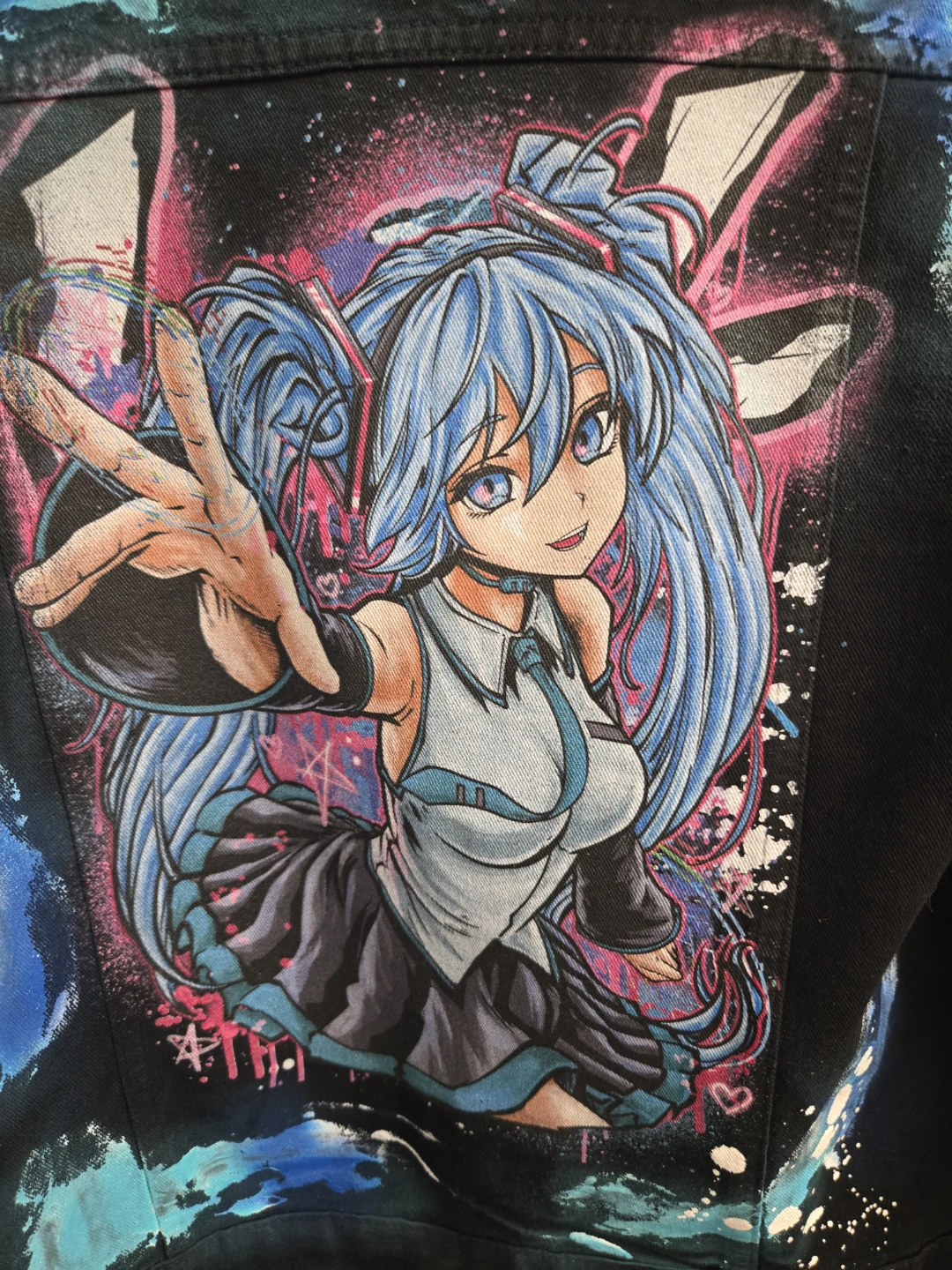 Hatsune miku Anime unisex blk jean jacket SmL. - photo 4