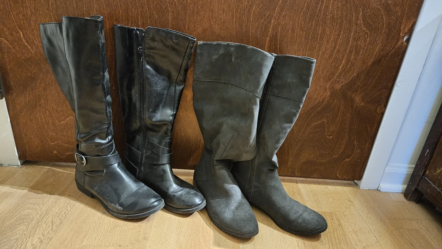 Two pairs of mid-calf boots