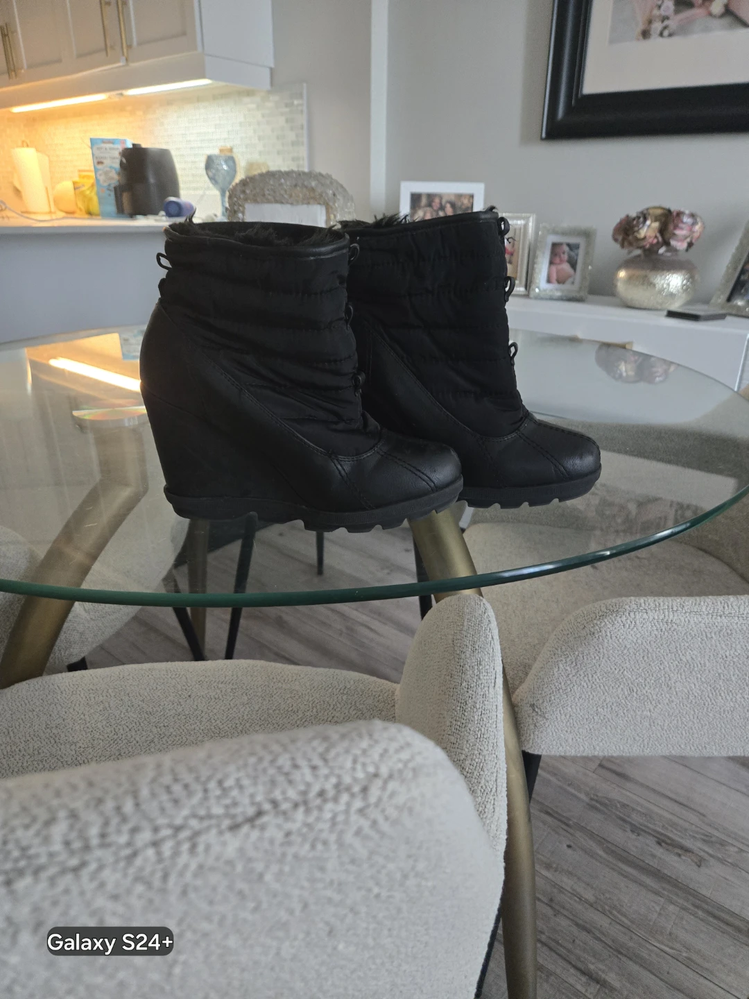 Black Wedge Winter Boots