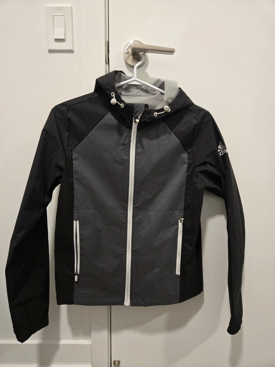 Adidas Black Hooded Windbreaker Jacket XS