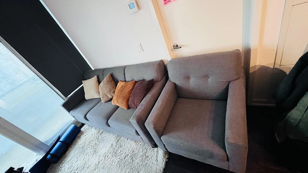 Grey Fabric Sofa and Armchair Set