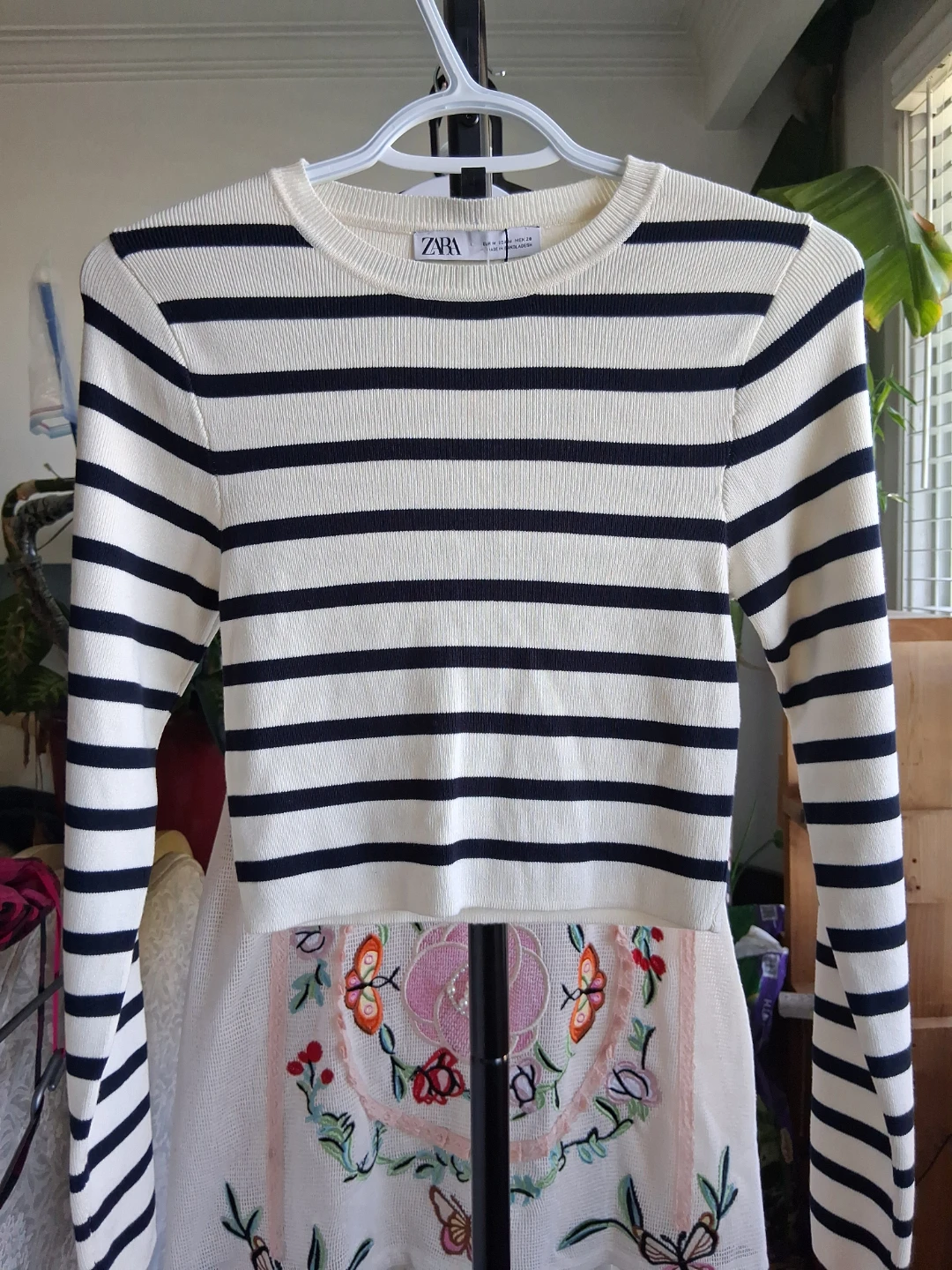 ZARA Striped Long-Sleeve Top Size M