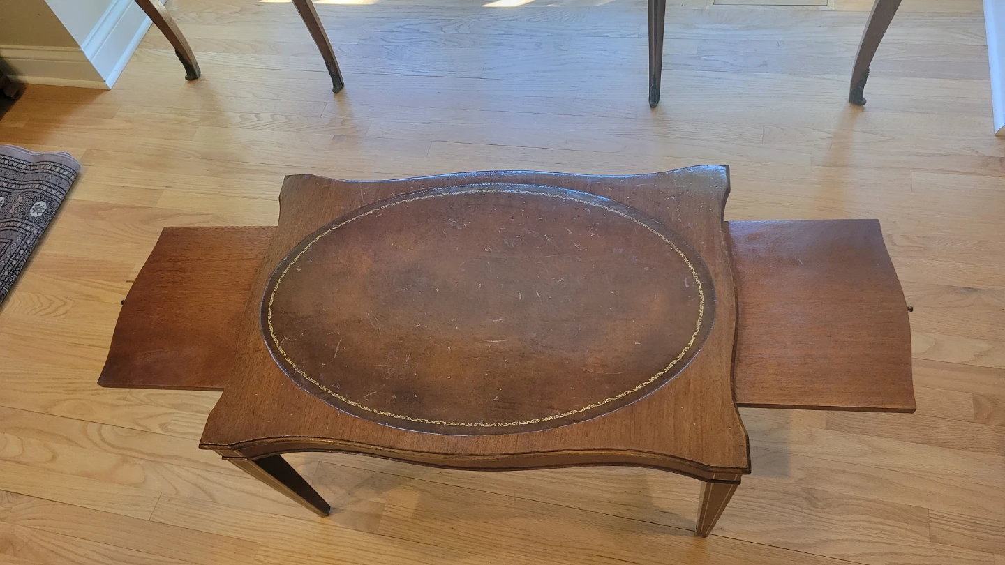 Vintage Occasional Table with Leather Inlay