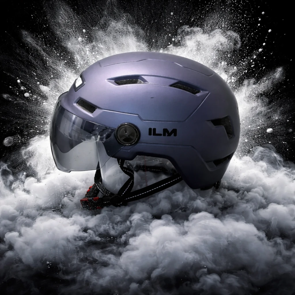ILM Bicycle Helmet with LED Lights and Visor - Large