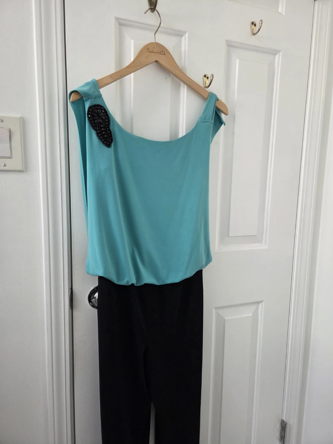 En Focus Studio Turquoise & Black Jumpsuit - Size 4
