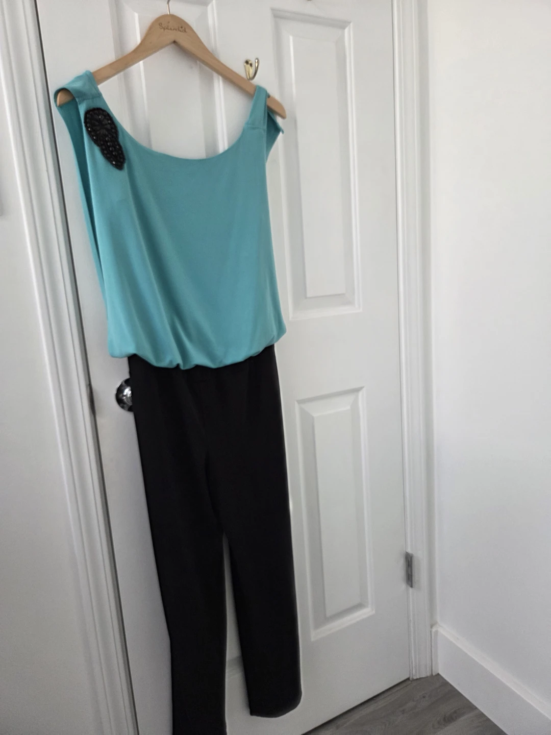En Focus Studio Turquoise & Black Jumpsuit - Size 4 - photo 2