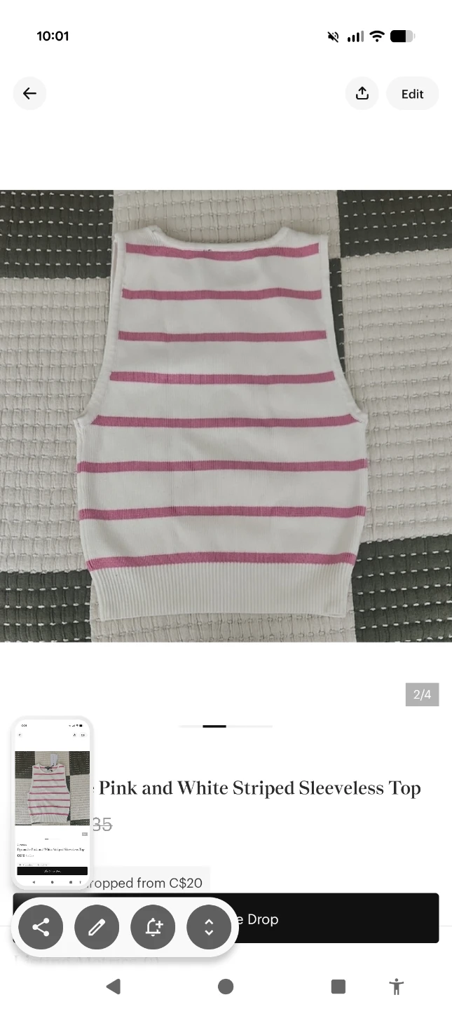 Dynamite Pink and White Striped Sleeveless Top - photo 2