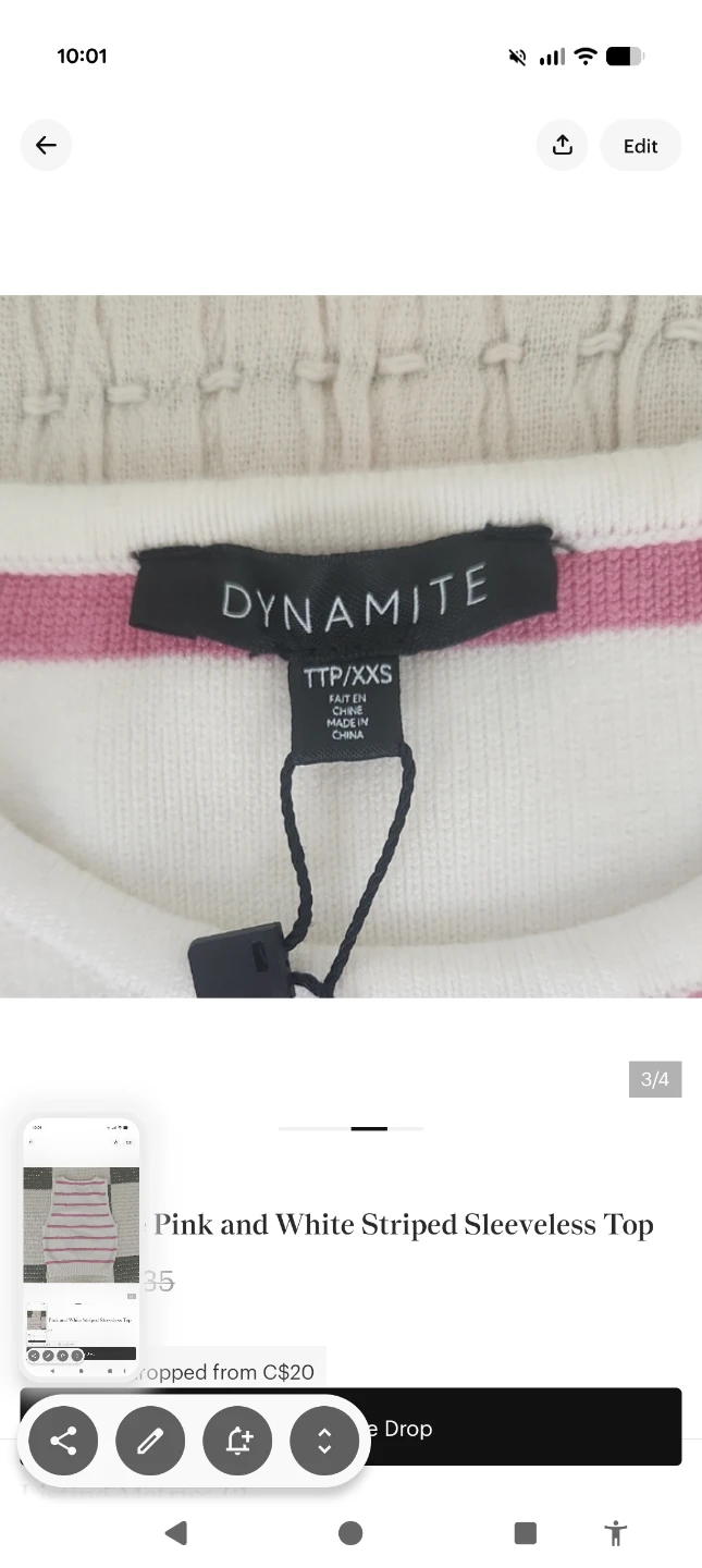 Dynamite Pink and White Striped Sleeveless Top - photo 3