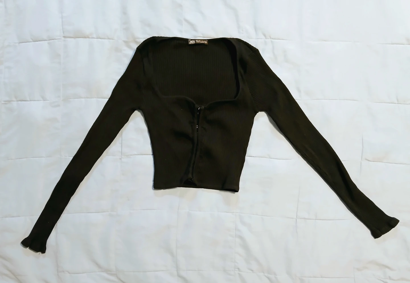 Women Small Black Ribbed Top Zara